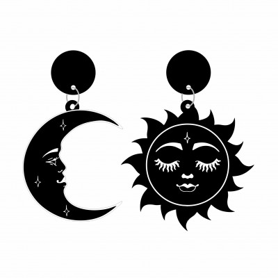 Серьги - Солнце и Луна гвоздик