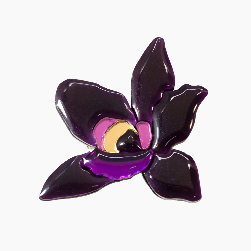 Брошь - Черная Орхидея