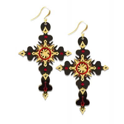Серьги - Кресты / Cross of baroque, earrings, Au